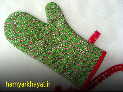 طرز دوخت دستکش فر پارچه ای آشپزخانه